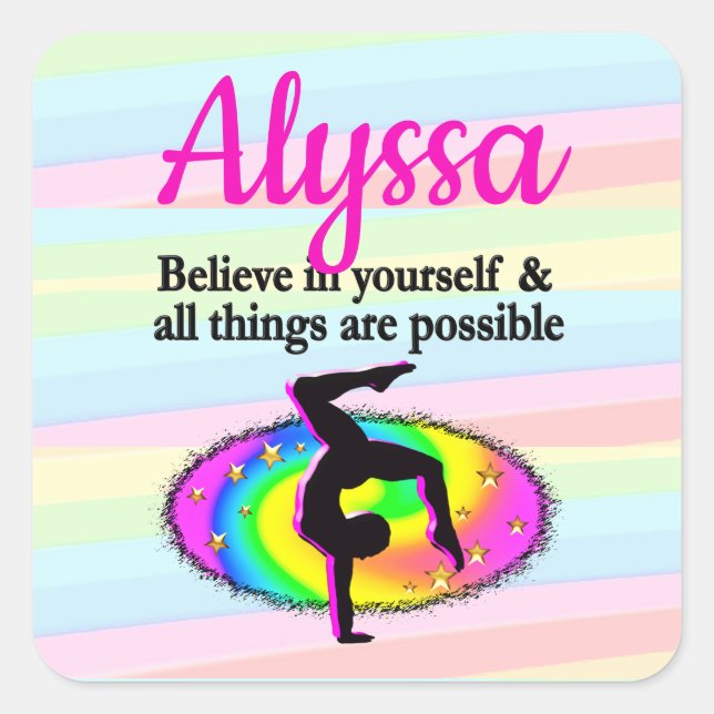 GYMNASTICS GOALS AND DREAMS SQUARE STICKER (Front)
