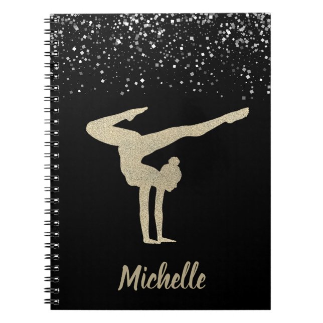 Gymnastics Gold Glitter  Notebook (Front)