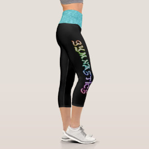 Gymnastics Graffiti Leggings with Teal Sparkle