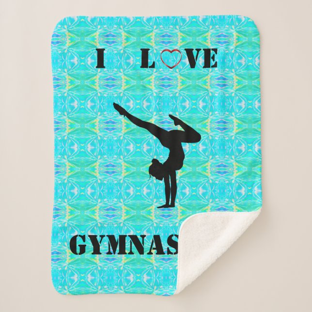 Gymnastics Green Abstract Girls Sherpa Blanket (Front)