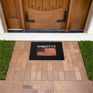 Gymnastics Grunge American USA Flag Doormat