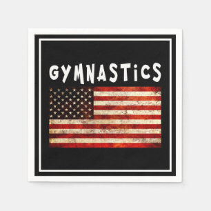 Gymnastics Grunge American USA Flag Napkin