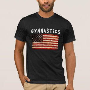 Gymnastics Grunge American USA Flag T-Shirt