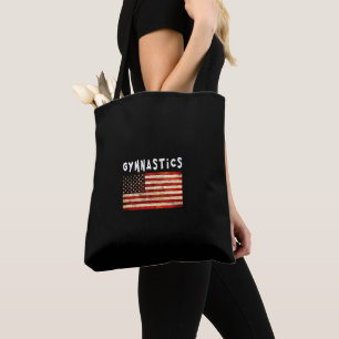 Gymnastics Grunge American USA Flag Tote Bag