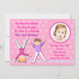 GYMNASTICS Gym Photo Birthday party invitations