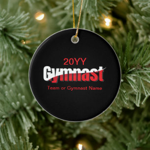 Gymnastics - Gymnast Abstract Word Art Swish Ceramic Ornament