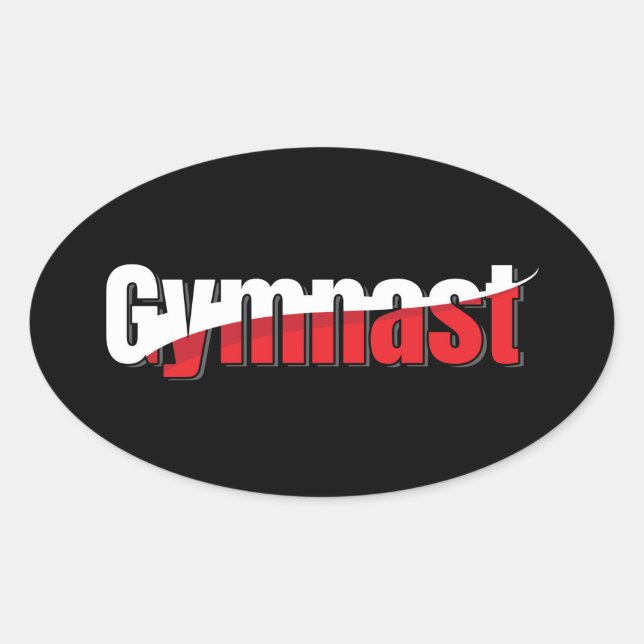Gymnastics - Gymnast Abstract Word Art Swish Oval Sticker (Front)