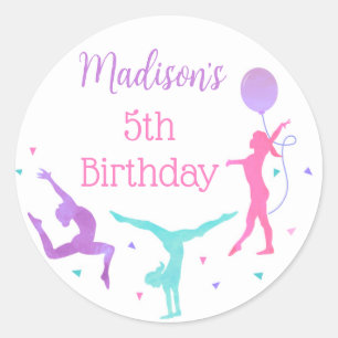 Gymnastics Gymnast Birthday Favor Stickers Labels