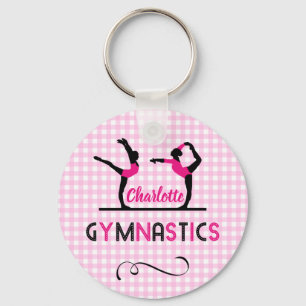 Gymnastics Gymnast Figures Cute Pink Personalised Key Ring