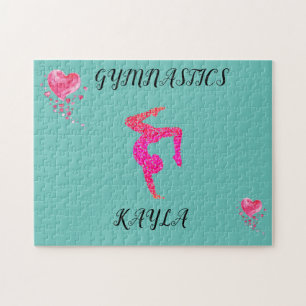 Gymnastics gymnast & hearts personalised puzzle. j jigsaw puzzle