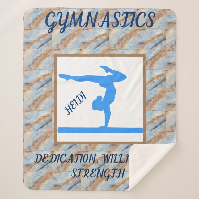 Gymnastics gymnast on balance beam sherpa blanket. sherpa blanket (Front)