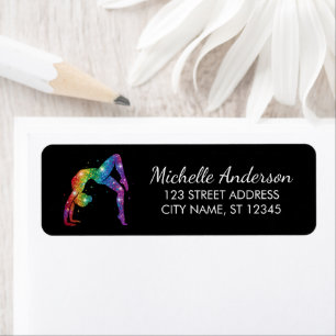 Gymnastics Gymnast Sparkly Glitter Return Address  Label