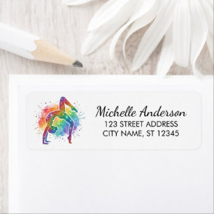 Gymnastics Gymnast Sparkly Glitter Return Address  Label
