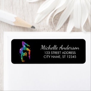 Gymnastics Gymnast Sparkly Glitter Return Address  Label