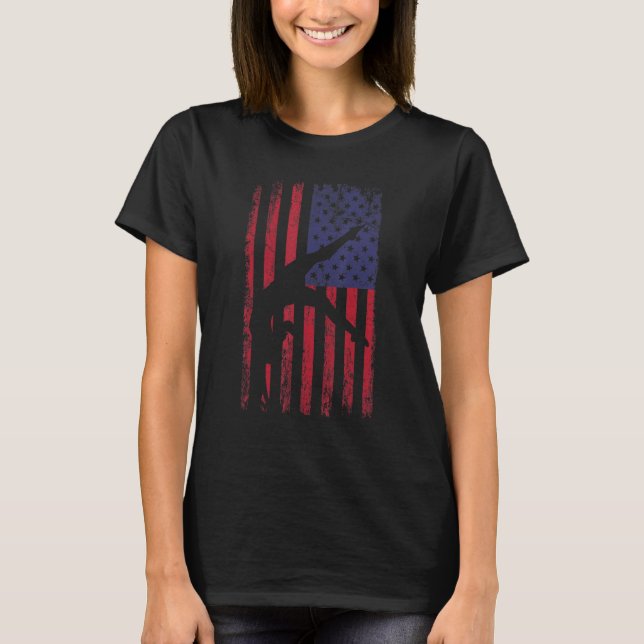 gymnastics gymnsatics US flag gymnastics coach spo T-Shirt (Front)