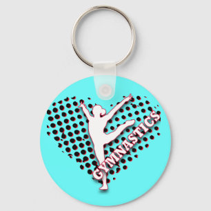 Gymnastics Halftone Heart Red blue Personalised Key Ring