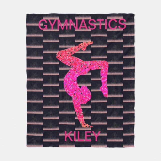 Gymnastics handstand fleece blanket personalised. (Front)