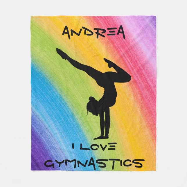Gymnastics Handstand Rainbow Funky Sketch Font Fleece Blanket (Front)