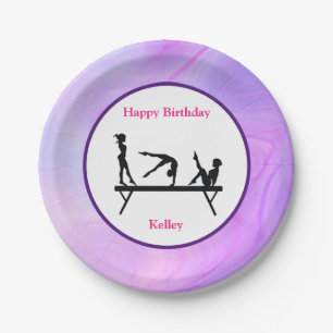 Gymnastics "Happy Birthday" Balance Beam Paper Plate