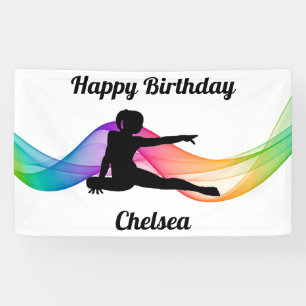 Gymnastics "Happy Birthday" Colourful Swirl Banner