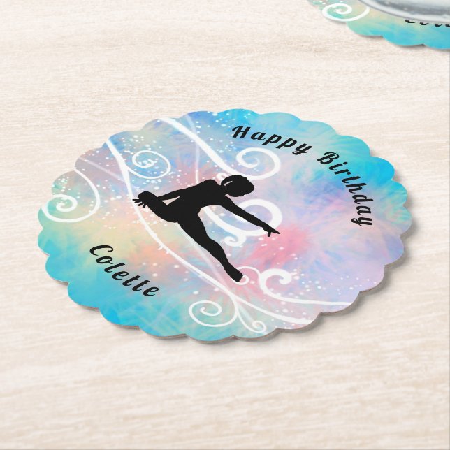 Gymnastics Happy Birthday Custom Paper Coaster (Angled)