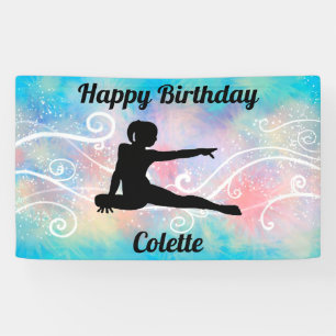 Gymnastics "Happy Birthday" Custom Swirls Banner