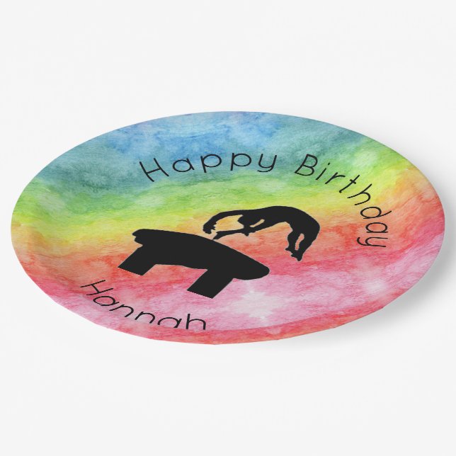 Gymnastics "Happy Birthday" Party Paper Plate (Angled)