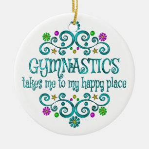 Gymnastics Happy Place Ceramic Ornament