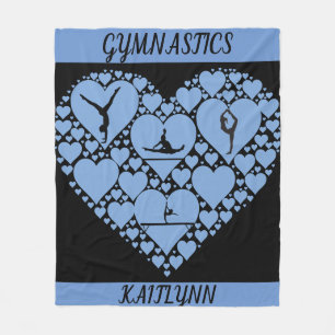 Gymnastics heart fleece blanket personalised.
