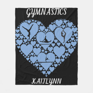 Gymnastics heart fleece blanket personalised.
