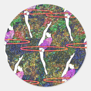 Gymnastics Hula Hoop dance colourful patten gift Classic Round Sticker