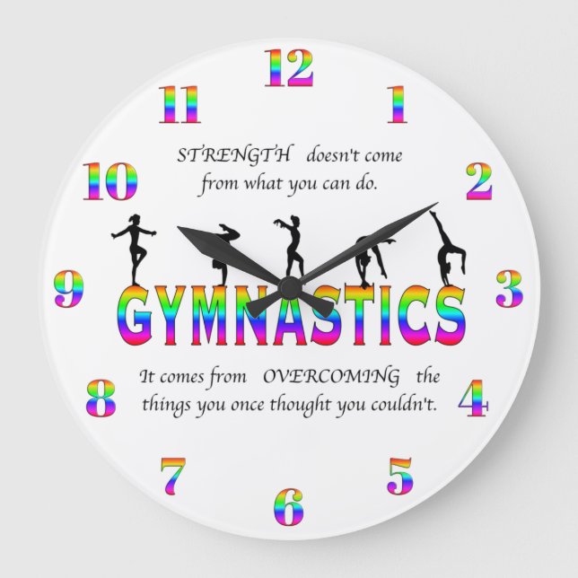 Gymnastics Inspirational Quote Large Clock (Front)