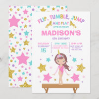 Gymnastics Invitation Unicorn Gymnastics Party