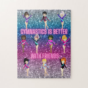 Gymnastics Is Better With Friends Ombre Sparkle Jigsaw Puzzle