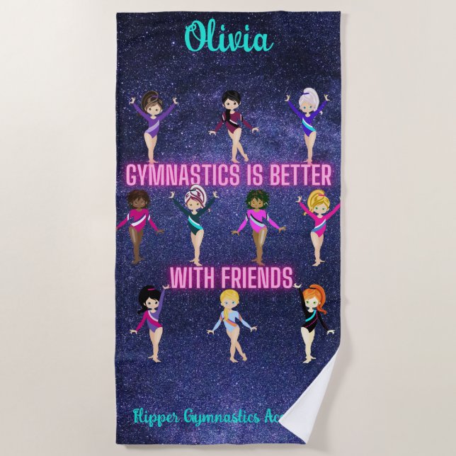 Gymnastics Is Better With Friends Personalised   Beach Towel (Front)