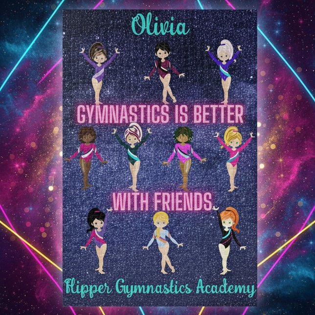 Gymnastics Is Better With Friends Personalised Jigsaw Puzzle (Personalized 'Gymnastics Is Better With Friends' Puzzle - Custom Name of Gymnast & Academy Gift)
