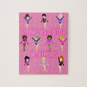 Gymnastics Is Better With Friends Pretty in Pink Jigsaw Puzzle