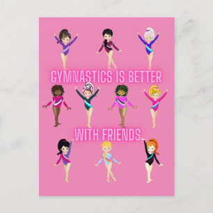 Gymnastics Is Better With Friends Pretty in Pink Postcard