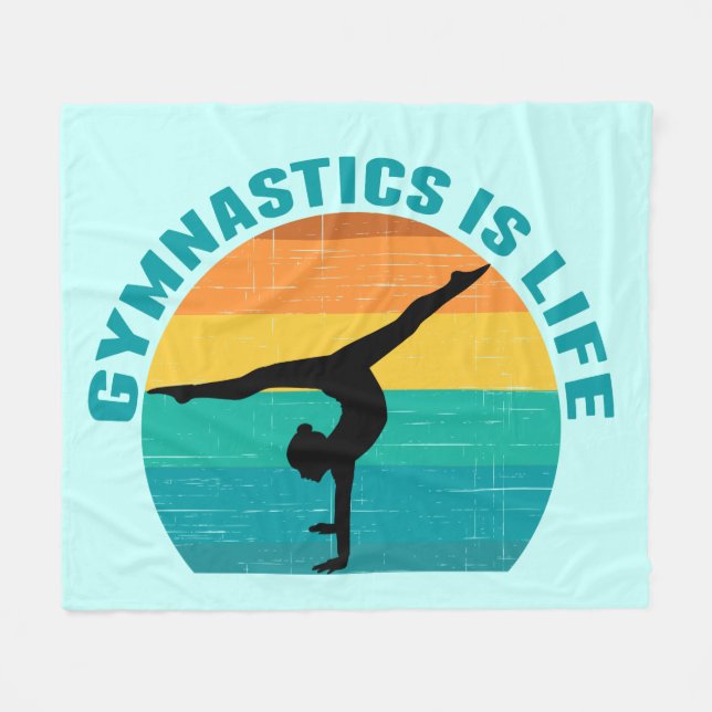 Gymnastics is Life Beautiful Sunset Gymnast Fleece Blanket (Front (Horizontal))