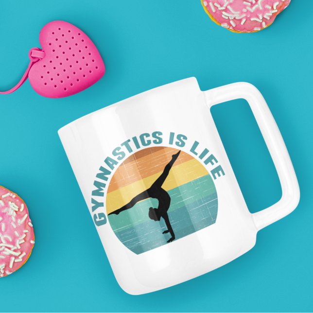Gymnastics is Life Beautiful Sunset Gymnast Teal Coffee Mug (Creator Uploaded)
