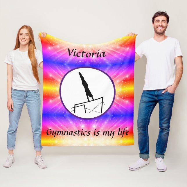 Gymnastics is my life - Custom Gymnast Uneven Bars Fleece Blanket (In Situ)