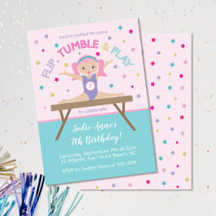 Gymnastics Jump Birthday Party Invitation
