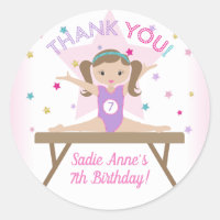 Gymnastics Jump Birthday Party Red Hair Thank You