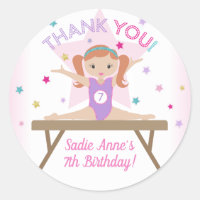Gymnastics Jump Birthday Party Red Hair Thank You