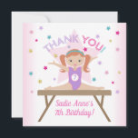 Gymnastics Jump Birthday Party Red Hair Thank You Invitation<br><div class="desc">This design is in our gymnastics theme with a cute little red haired gymnast on a glittery, starry background. Other hair colours available as well! Click the customise button for more flexibility in adjusting the text! Variations of this design as well as coordinating products are available in our shop, zazzle.com/store/doodlelulu....</div>