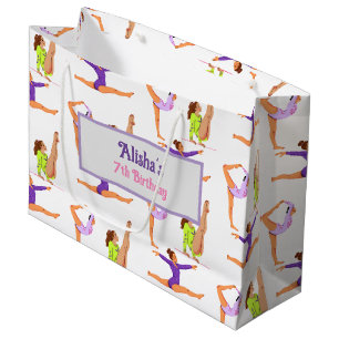 Gymnastics jump Cartwheels girl birthday party Gif Large Gift Bag