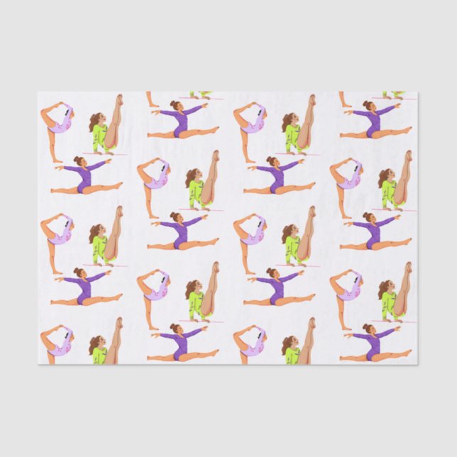 Gymnastics jump Cartwheels girl birthday party Gif Tissue Paper (Front)