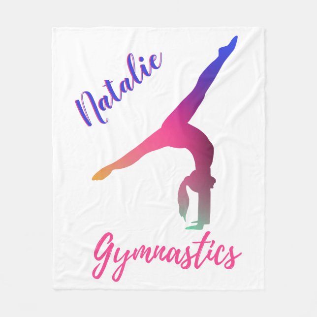 Gymnastics Kickover Pink Purple Personalised Fleece Blanket (Front)