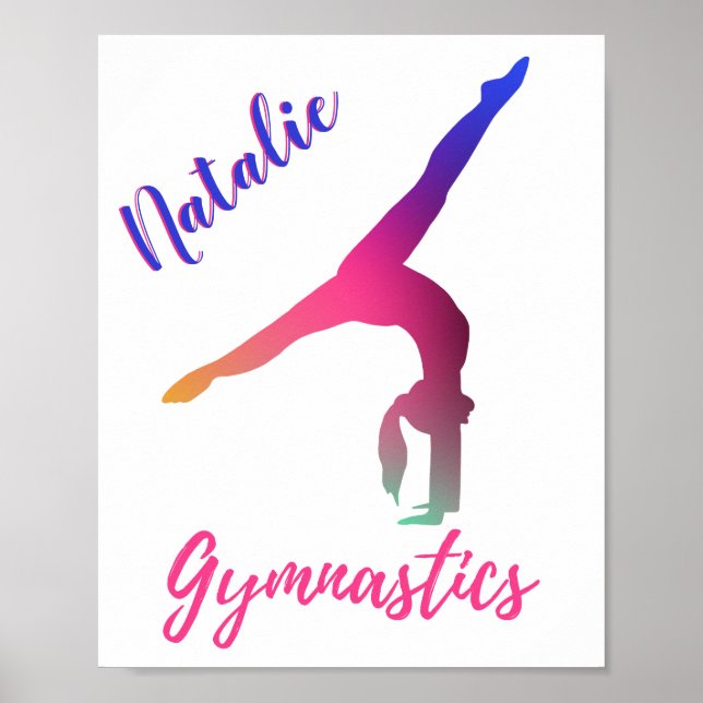 Gymnastics Kickover Pink Purple Personalised Poster (Front)