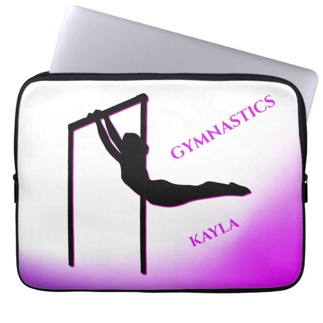 Gymnastics LAPTOP SLEEVE with personalised name. (Front)
